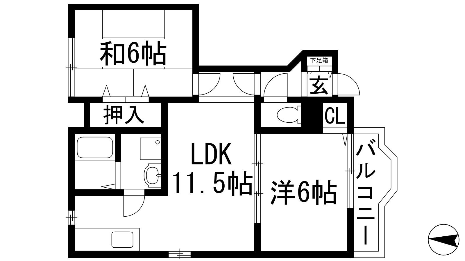 リフレインⅡ(2LDK/1階)の間取り写真