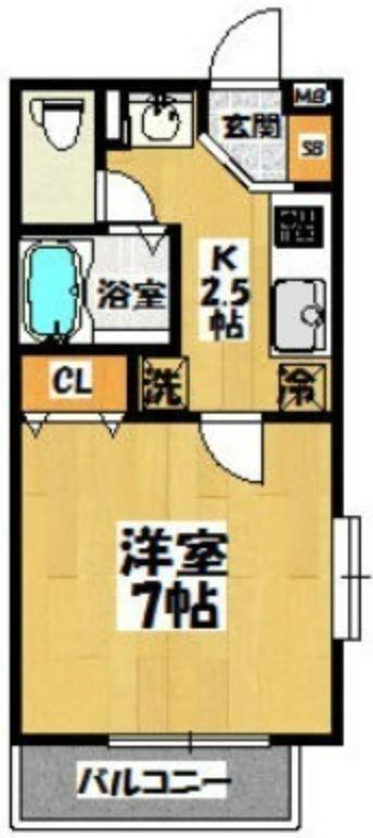 フォーライフつつじヶ丘(1K/1階)の間取り写真