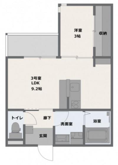 ラグーナ地御前(1LDK/2階)の間取り写真