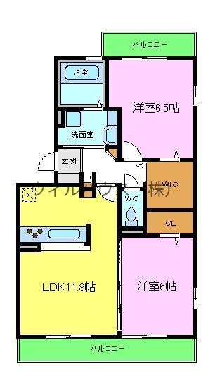 ガトーナふくだⅡ(2LDK/1階)の間取り写真