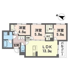 リリーガーデン(3LDK/2階)の間取り写真