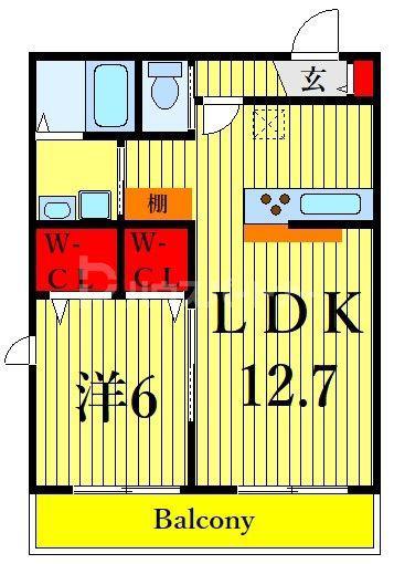 ル シエル ブルー(1LDK/2階)の間取り写真