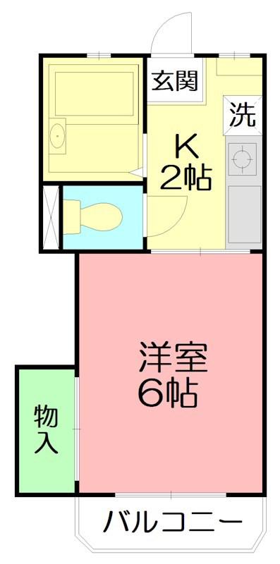 コーポクレイン(1K/2階)の間取り写真