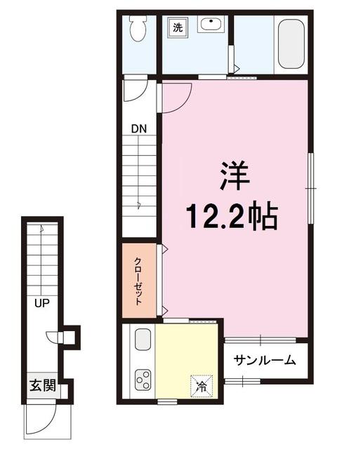 CHAMBREI(1K/2階)の間取り写真
