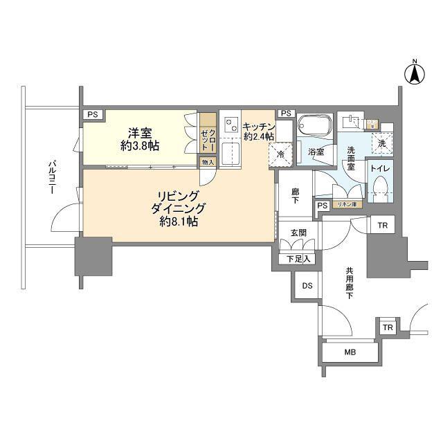 BRILLIA TOWER 池袋 ウエスト(1LDK/8階)の間取り写真
