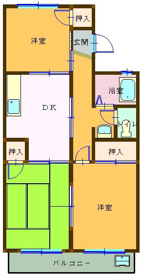 高塚荘(3DK/1階)の間取り写真