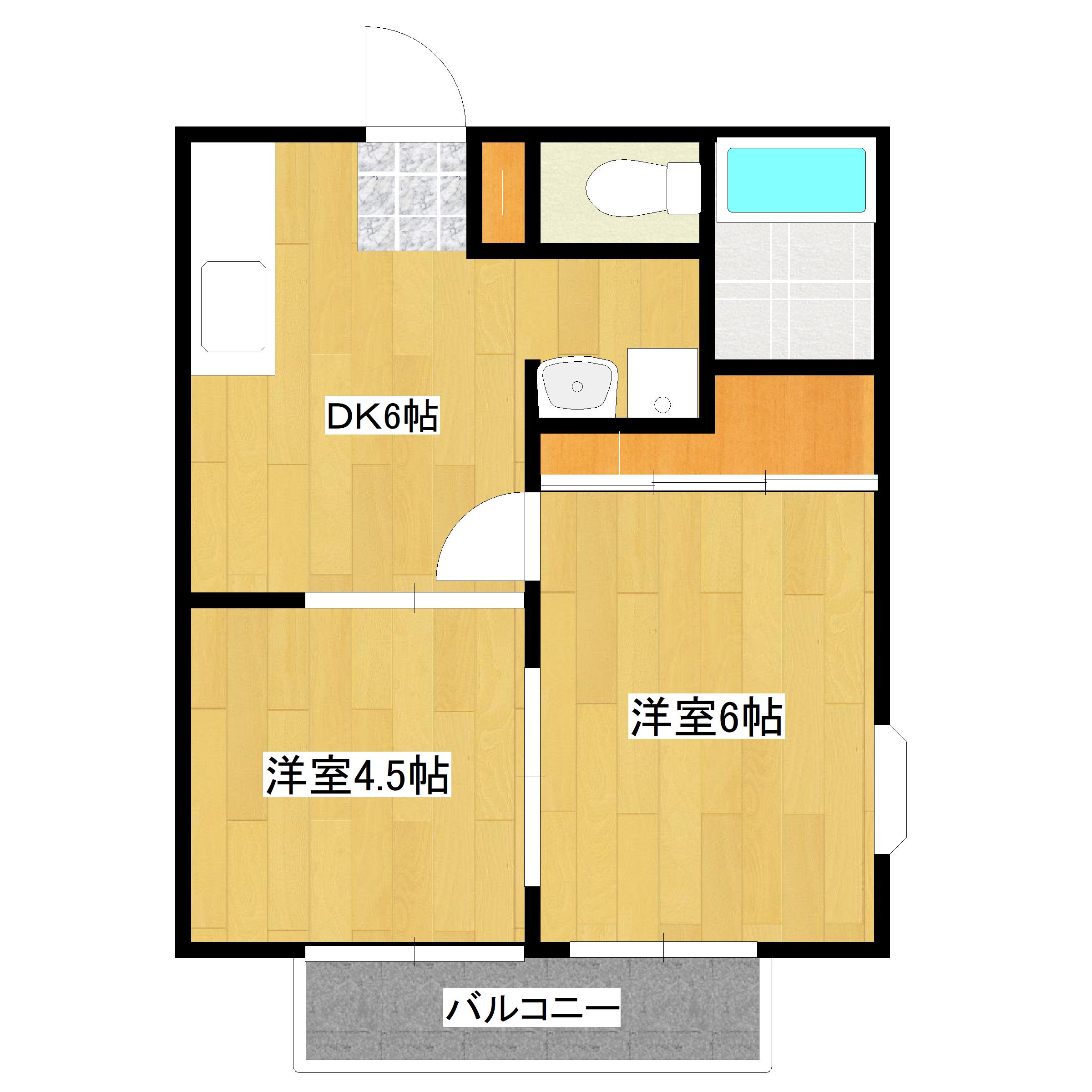 シュミーデ小川(2DK/2階)の間取り写真
