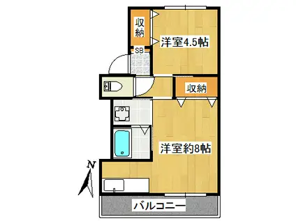 錦荘(1DK/2階)の間取り写真