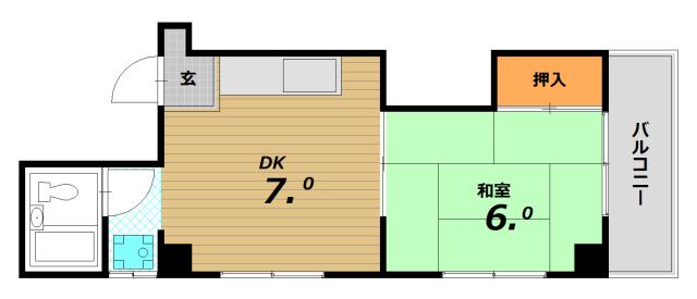 野村ビル(1DK/3階)の間取り写真