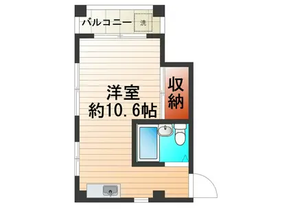 宇田川ハイツ(ワンルーム/3階)の間取り写真