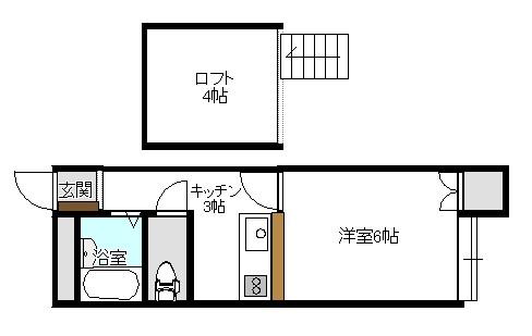 ルーラル黒埼(1K/2階)の間取り写真