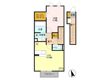 メゾン医大前桜A(1LDK/2階)の間取り写真
