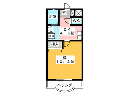 シティーハウス平成(1DK/3階)の間取り写真