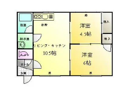 Mハイツ美園2(2LDK/1階)の間取り写真