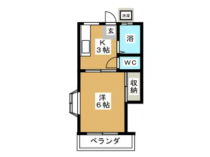 国府台ドリームハイツ(1K/2階)の間取り写真