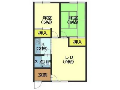 コーポはまなす(2LDK/1階)の間取り写真