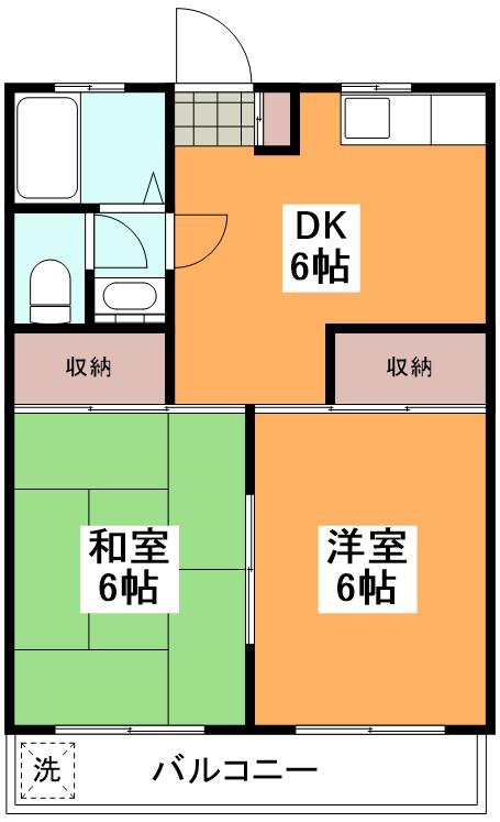 マンション築地(2DK/1階)の間取り写真