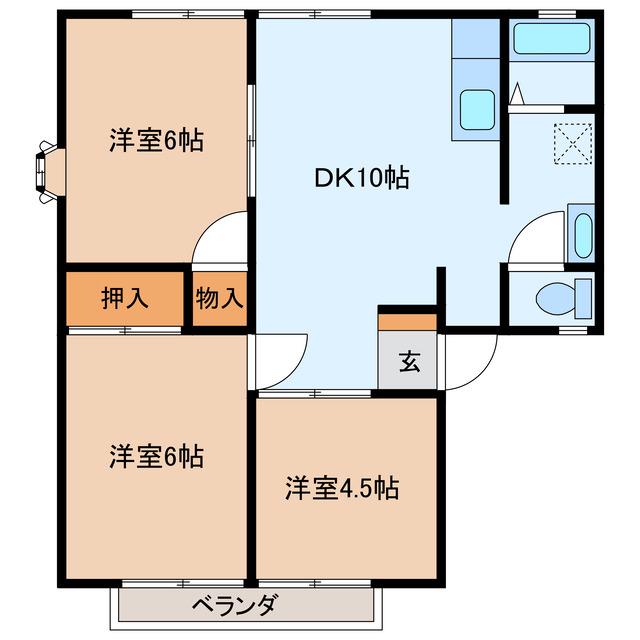 ツェレ吉水(3DK/2階)の間取り写真