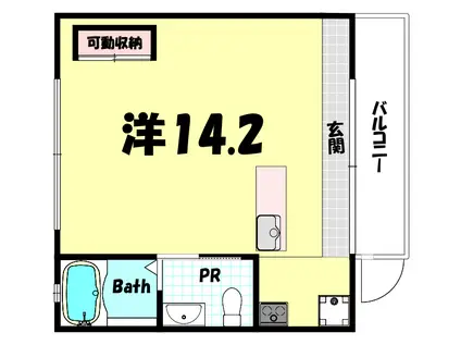 ラ・ウェゾン北野(1K/2階)の間取り写真