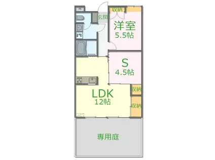 ブライトン5(1SLDK/1階)の間取り写真