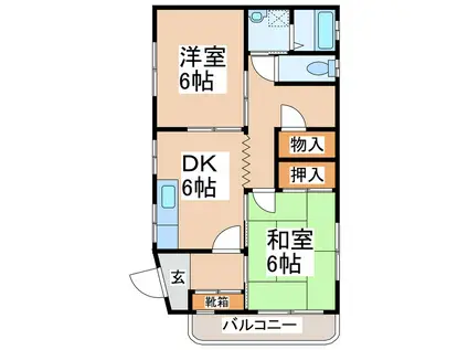 ヌーベルマンション帯山の杜 壱番館(2DK/1階)の間取り写真