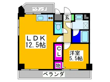 ガーデンハイツ住吉III(1LDK/4階)の間取り写真