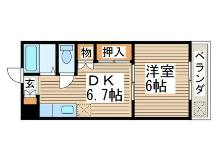 武蔵野ヒルズ(1DK/2階)の間取り写真