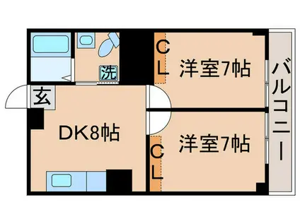 ＪＲ常磐線 金町駅 徒歩4分 4階建 築51年(2DK/4階)の間取り写真