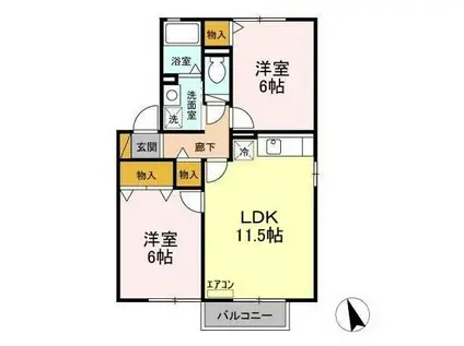 グレイススクエア A・B(2LDK/1階)の間取り写真