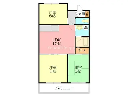 ドリームハイム奥津(3LDK/3階)の間取り写真