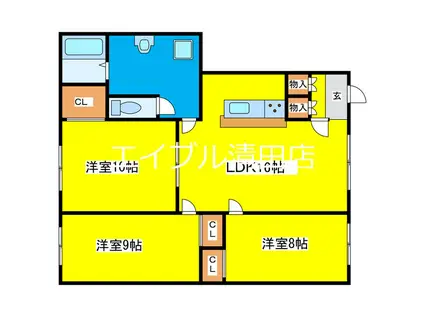 サンホームマンション16番館(3LDK/1階)の間取り写真