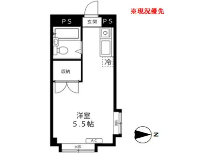 コーポ調布(ワンルーム/3階)の間取り写真