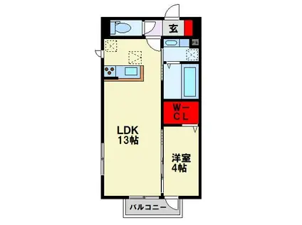 D-ROOM的場(1LDK/1階)の間取り写真