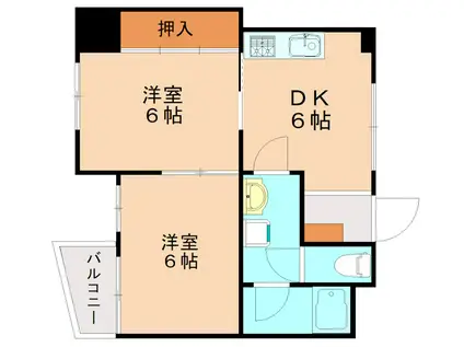サンクレスト小倉(2DK/3階)の間取り写真