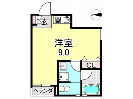 平野東アパートメント(ワンルーム/1階)の間取り写真