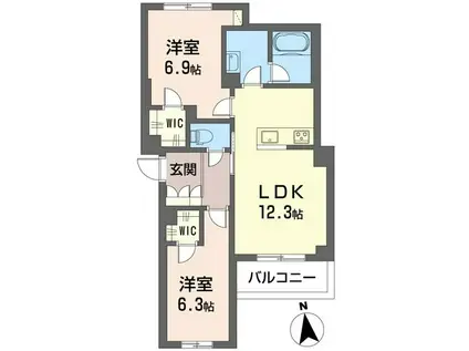 クオレール高田馬場(2LDK/2階)の間取り写真