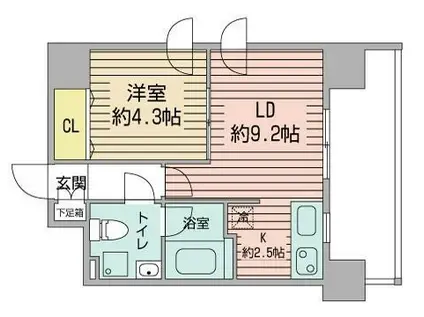 レオーネ中島公園(1LDK/4階)の間取り写真