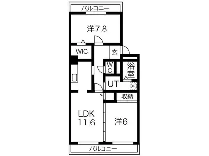 エスポワール清風 壱番館(2DK/3階)の間取り写真