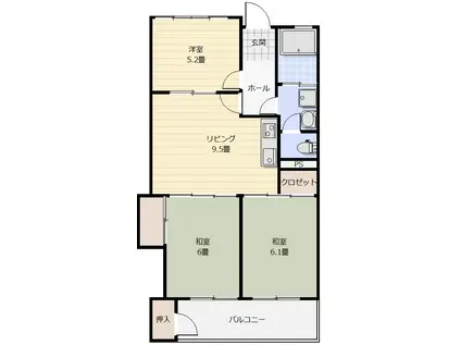 三ツ境グリーンハイム1号棟(3LDK/5階)の間取り写真