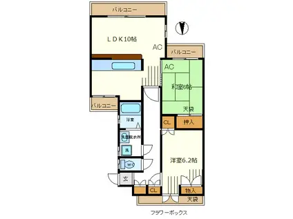 グランデージ鶴川(2LDK/1階)の間取り写真