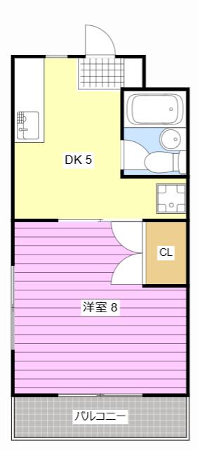 ルネッサンス9(1DK/2階)の間取り写真