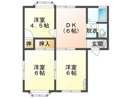 モンエステ(3DK/1階)の間取り写真