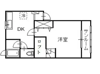 ウエストハウス(1DK/1階)の間取り写真