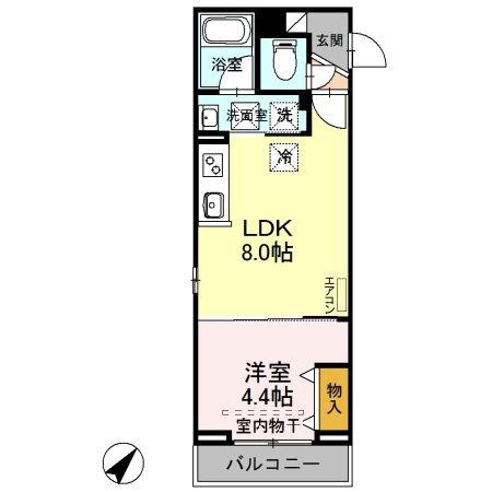 パルナシウス(1LDK/1階)の間取り写真