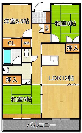 エクセレント中井(3LDK/6階)の間取り写真