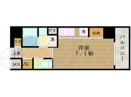 ジュネーゼグラン上本町(1K/6階)の間取り写真