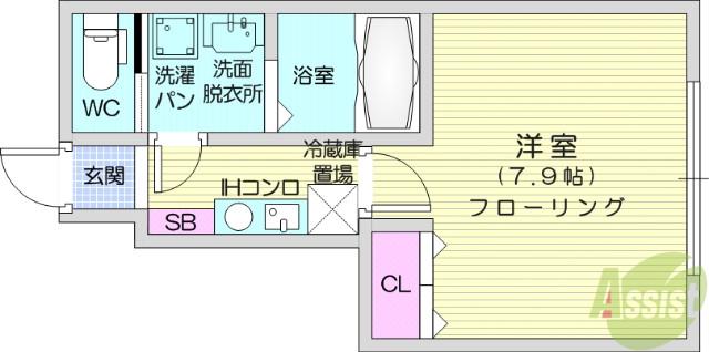 T-スタイル(1K/1階)の間取り写真