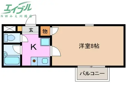 プロミネント川越富洲原(1K/2階)の間取り写真