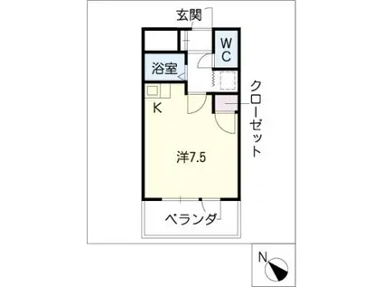 CASUCABEL上社(ワンルーム/2階)の間取り写真
