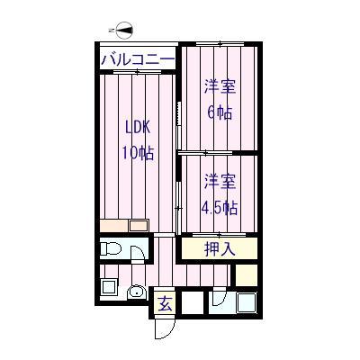 ニュー信濃町ハイツ(2LDK/5階)の間取り写真